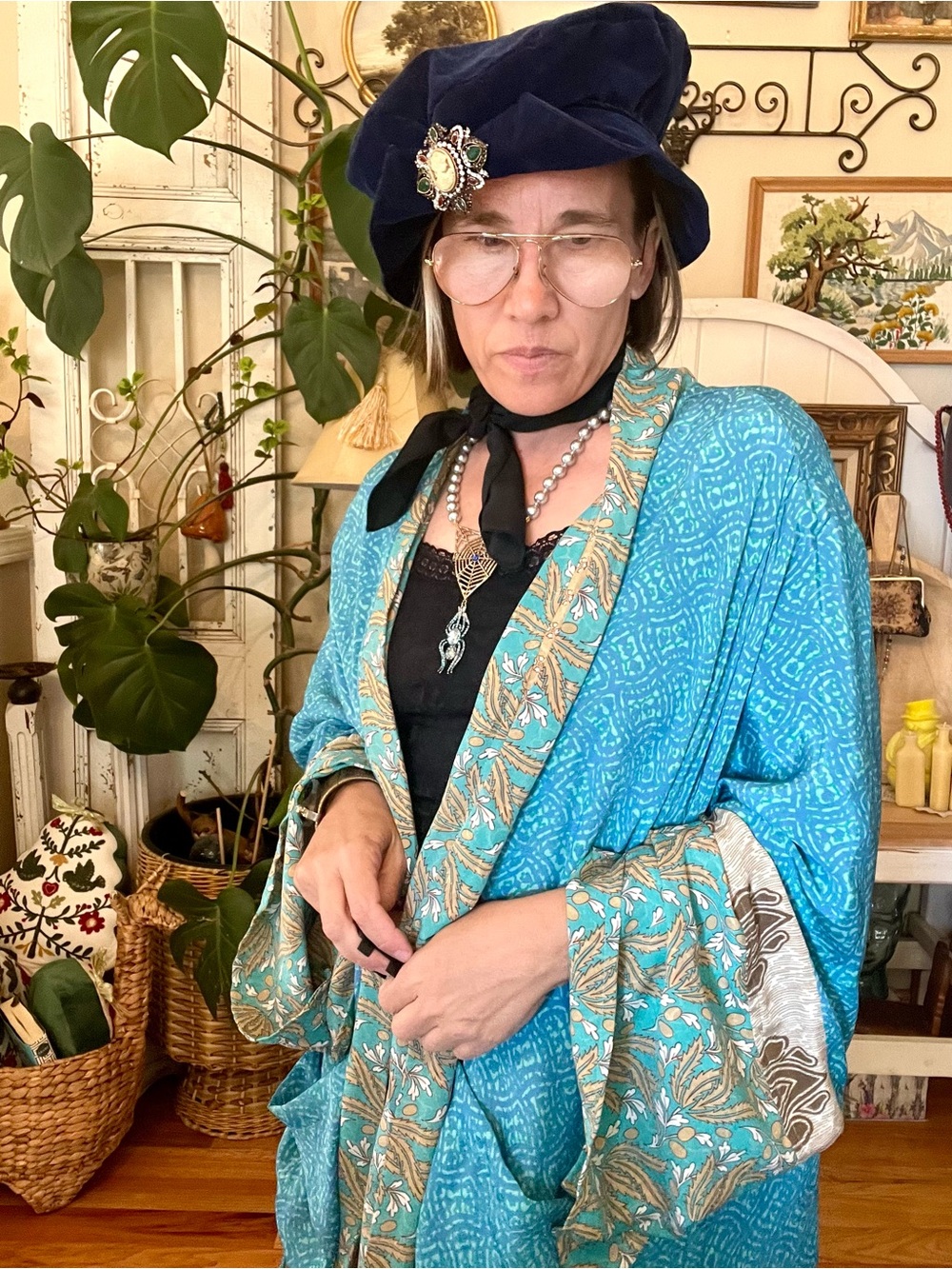New! 100% Silk Reversible Boho Ren Faire Maxi Duster Hand Made With Pockets